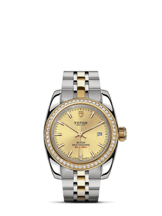 Tudor - 22023-0011  Classic 28 Stainless Steel / Yellow Gold / Diamond / Champagne / Bracelet