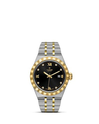 Tudor - 28303-0005  Royal Date 28 Stainless Steel / Yellow Gold / Black - Diamond