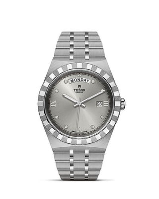 Tudor - 28600-0002  Royal Day-Date 41 Stainless Steel / Silver - Diamond