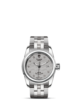 Tudor - 51000-0004  Glamour Date 26 Stainless Steel / Jacquard Silver-Diamond / Bracelet