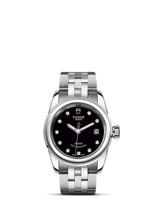 Tudor - 51000-0008  Glamour Date 26 Stainless Steel / Black-Diamond / Bracelet