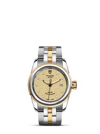 Tudor - 51003-0005  Glamour Date 26 Stainless Steel / Yellow Gold / Jacquard Champagne-Diamond / Bracelet