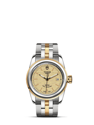 Tudor - 51003-0006  Glamour Date 26 Stainless Steel / Yellow Gold / Jacquard Champagne / Bracelet