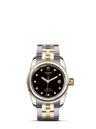 Tudor - 51003-0007  Glamour Date 26 Stainless Steel / Yellow Gold / Black-Diamond / Bracelet