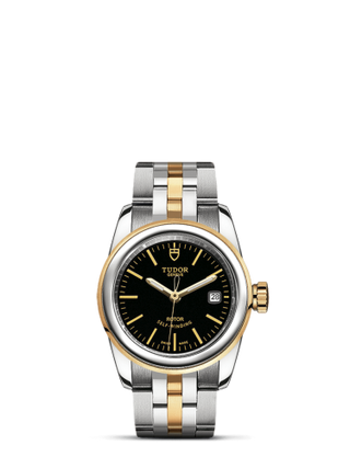 Tudor - 51003-0008  Glamour Date 26 Stainless Steel / Yellow Gold / Black / Bracelet