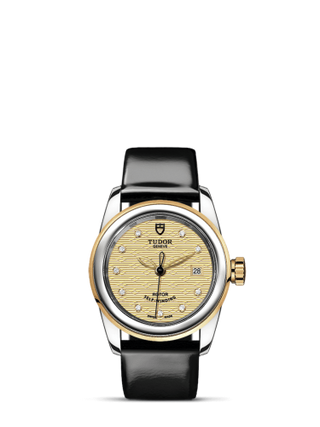 Tudor - 51003-0021  Glamour Date 26 Stainless Steel / Yellow Gold / Jacquard Champagne-Diamond / Strap