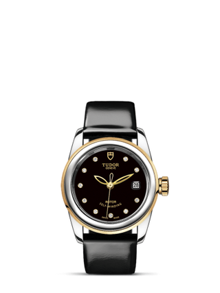 Tudor - 51003-0023  Glamour Date 26 Stainless Steel / Yellow Gold / Black-Diamond / Strap