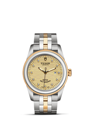 Tudor - 53003-0004  Glamour Date 31 Stainless Steel / Yellow Gold / Jacquard Champagne-Diamond / Bracelet