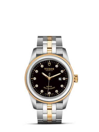 Tudor - 53003-0008  Glamour Date 31 Stainless Steel / Yellow Gold / Black-Diamond / Bracelet