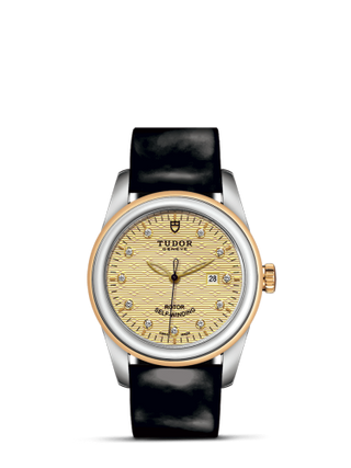 Tudor - 53003-0052  Glamour Date 31 Stainless Steel / Yellow Gold / Jacquard Champagne-Diamond / Strap