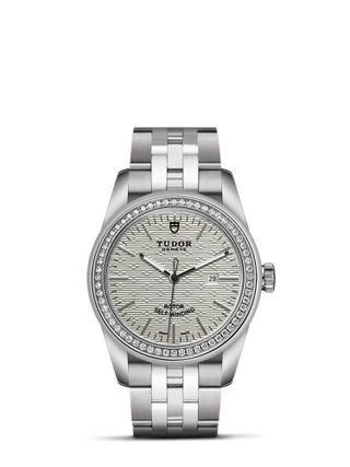 Tudor - 53020-0001  Glamour Date 31 Stainless Steel / Diamond / Jacquard Silver / Bracelet