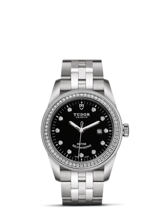 Tudor - 53020-0007  Glamour Date 31 Stainless Steel / Diamond / Black-Diamond / Bracelet