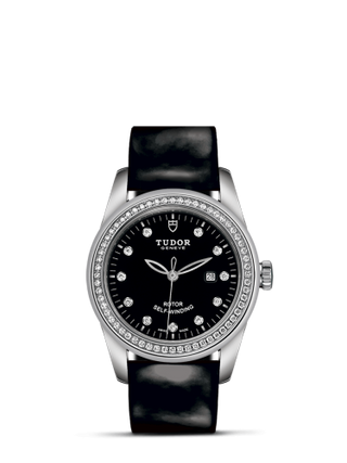 Tudor - 53020-0048  Glamour Date 31 Stainless Steel / Diamond / Black-Diamond / Strap