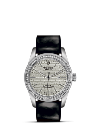 Tudor - 53020-0054  Glamour Date 31 Stainless Steel / Diamond / Jacquard Silver / Strap