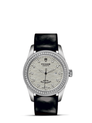 Tudor - 53020-0055  Glamour Date 31 Stainless Steel / Diamond / Jacquard Silver-Diamond / Strap