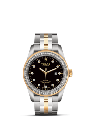 Tudor - 53023-0017  Glamour Date 31 Stainless Steel / Yellow Gold / Diamond / Black-Diamond / Bracelet