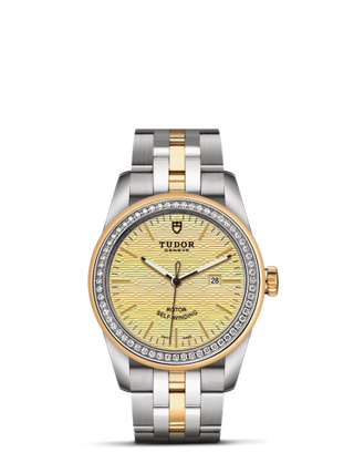 Tudor - 53023-0022  Glamour Date 31 Stainless Steel / Yellow Gold / Diamond / Jacquard Champagne / Bracelet