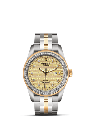 Tudor - 53023-0023  Glamour Date 31 Stainless Steel / Yellow Gold / Diamond / Jacquard Champagne / Bracelet