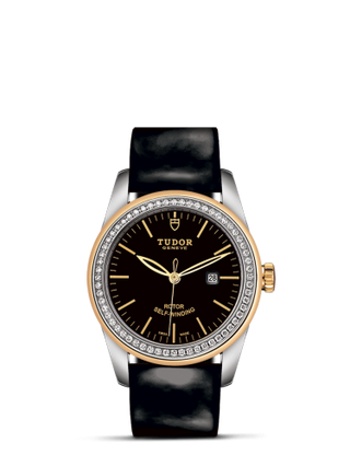 Tudor - 53023-0040  Glamour Date 31 Stainless Steel / Yellow Gold / Diamond / Black / Strap