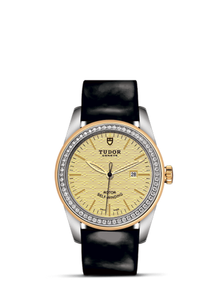 Tudor - 53023-0046  Glamour Date 31 Stainless Steel / Yellow Gold / Diamond / Jacquard Champagne / Strap