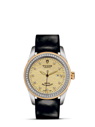 Tudor - 53023-0047  Glamour Date 31 Stainless Steel / Yellow Gold / Diamond / Jacquard Champagne-Diamond / Strap