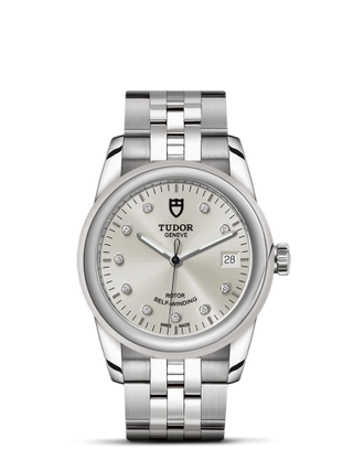 Tudor - 55000-0006  Glamour Date 36 Stainless Steel / Silver-Diamond / Bracelet