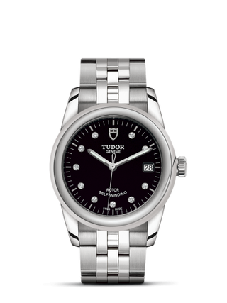 Tudor - 55000-0008  Glamour Date 36 Stainless Steel / Black-Diamond / Bracelet