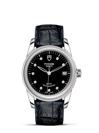 Tudor - 55000-0013  Glamour Date 36 Stainless Steel / Black-Diamond / Strap