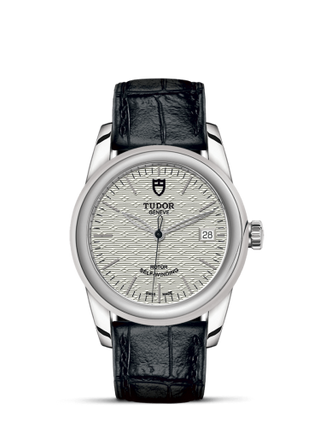 Tudor - 55000-0050  Glamour Date 36 Stainless Steel / Jacquard Silver / Strap