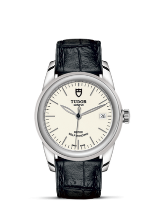 Tudor - 55000-0107  Glamour Date 36 Stainless Steel / Opaline / Strap