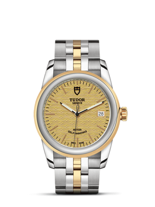 Tudor - 55003-0003  Glamour Date 36 Stainless Steel / Yellow Gold / Jacquard Champagne / Bracelet