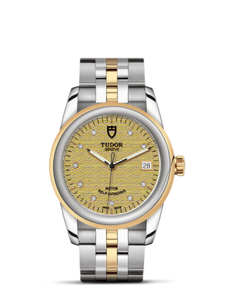 Tudor - 55003-0004  Glamour Date 36 Stainless Steel / Yellow Gold / Jacquard Champagne-Diamond / Bracelet