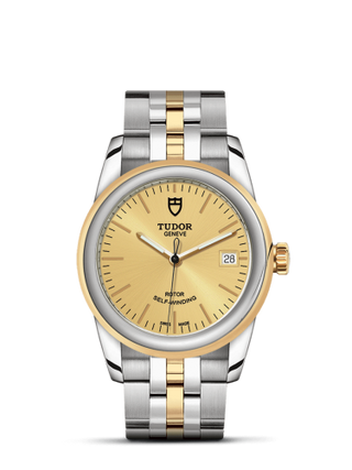 Tudor - 55003-0005  Glamour Date 36 Stainless Steel / Yellow Gold / Champagne / Bracelet