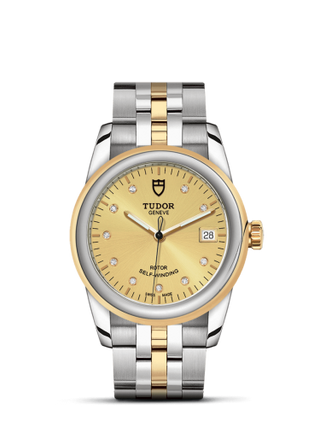 Tudor - 55003-0006  Glamour Date 36 Stainless Steel / Yellow Gold / Champagne-Diamond / Bracelet