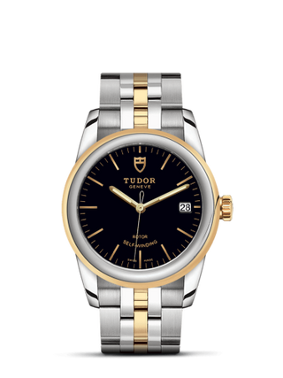 Tudor - 55003-0007  Glamour Date 36 Stainless Steel / Yellow Gold / Black / Bracelet