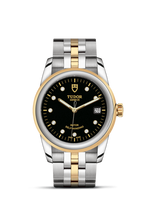 Tudor Glamour Date 36 Stainless Steel / Yellow Gold / Black-Diamond / Strap (55003-0008)