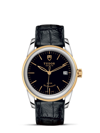 Tudor - 55003-0029  Glamour Date 36 Stainless Steel / Yellow Gold / Black / Strap