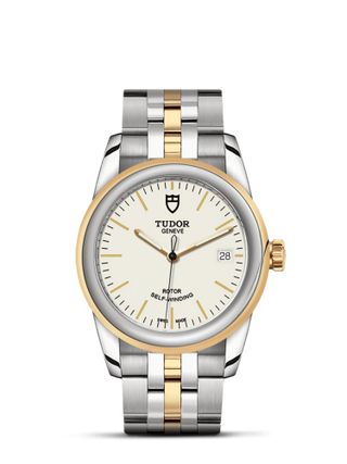 Tudor - 55003-0082  Glamour Date 36 Stainless Steel / Yellow Gold / Opaline / Bracelet