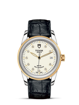 Tudor - 55003-0095  Glamour Date 36 Stainless Steel / Yellow Gold / Opaline-Diamond / Strap