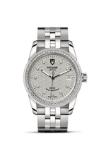 Tudor Glamour Date 36 Stainless Steel / Diamond / Jacquard Silver-Diamond / Strap (55020-0001)