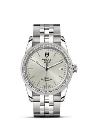 Tudor - 55020-0004  Glamour Date 36 Stainless Steel / Diamond / Silver / Bracelet