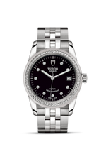 Tudor Glamour Date 36 Stainless Steel / Diamond / Black-Diamond / Strap (55020-0007)