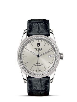 Tudor - 55020-0057  Glamour Date 36 Stainless Steel / Diamond / Silver / Strap