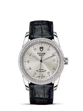 Tudor - 55020-0058  Glamour Date 36 Stainless Steel / Diamond / Silver-Diamond / Strap