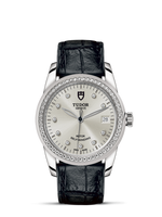 Tudor Glamour Date 36 Stainless Steel / Diamond / Jacquard Silver / Strap (55020-0058)