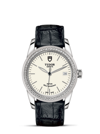 Tudor - 55020-0099  Glamour Date 36 Stainless Steel / Diamond / Opaline / Strap