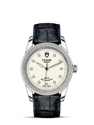 Tudor - 55020-0108  Glamour Date 36 Stainless Steel / Diamond / Opaline-Diamond / Strap