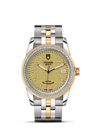 Tudor - 55023-0028  Glamour Date 36 Stainless Steel / Yellow Gold / Diamond / Jacquard Champagne-Diamond / Bracelet