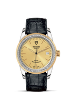 Tudor Glamour Date 36 Stainless Steel / Yellow Gold / Diamond / Jacquard Champagne / Strap (55023-0049)