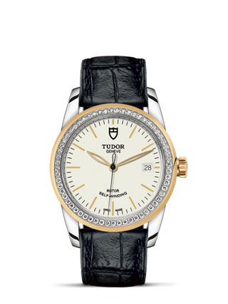 Tudor - 55023-0085  Glamour Date 36 Stainless Steel / Yellow Gold / Diamond / Opaline / Strap